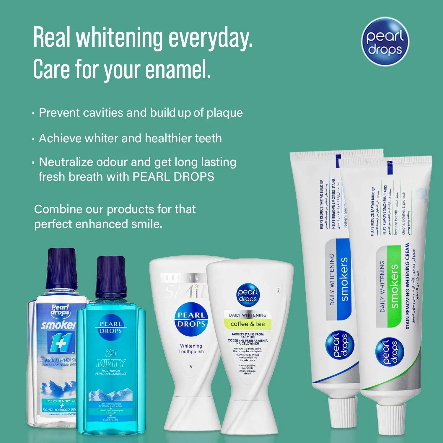 Pearl Drops Coffee & Tea 4D Whitening Toothpaste helps remove stains from coffee and tea consumption while freshening breath and preventing future stains.