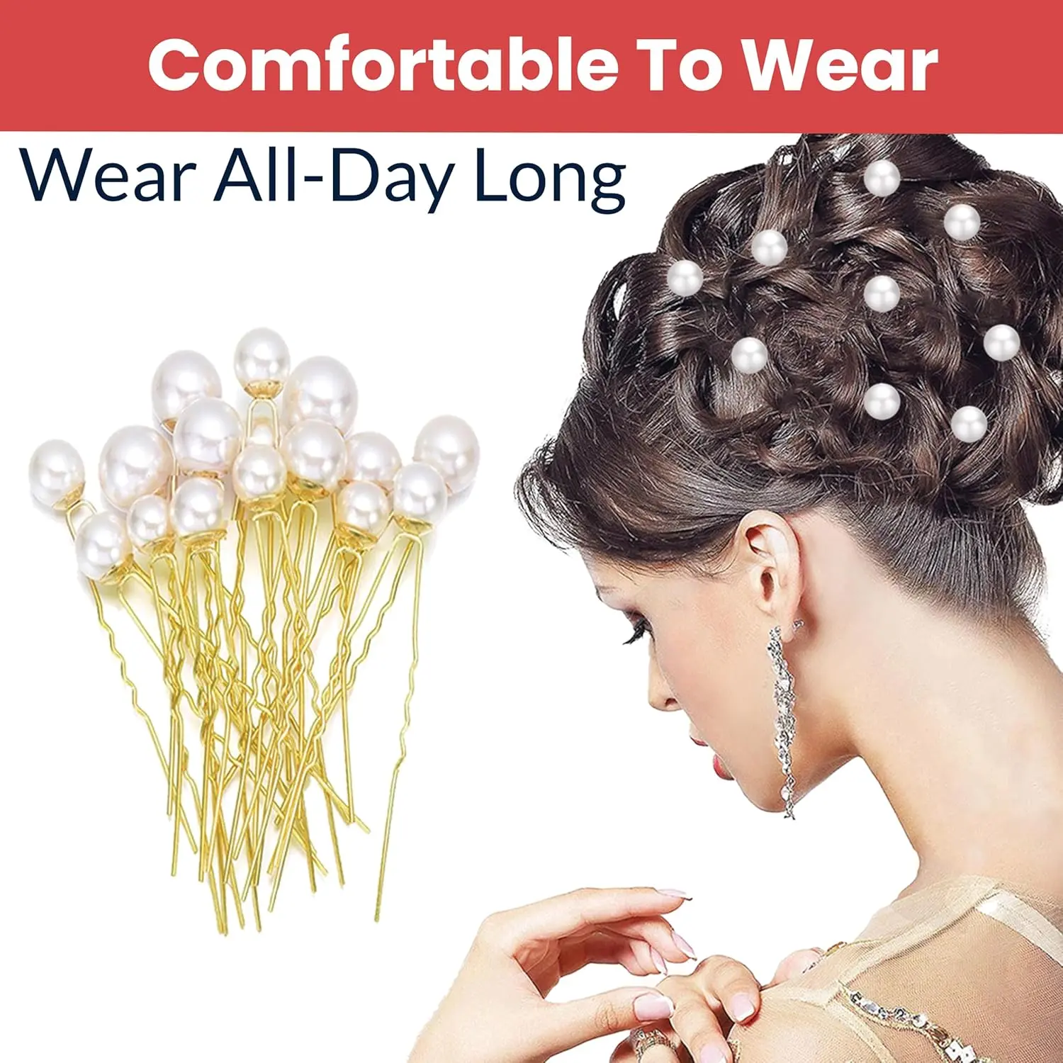 These elegant pearl hair pins add a touch of timeless sophistication to any hairstyle, perfect for weddings, parties, or everyday wear.