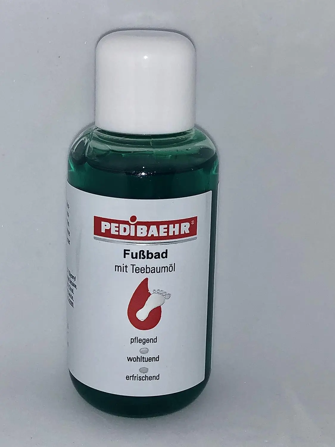 Pedibaehr foot bath with tea tree oil cleans, pampers, and refreshes tired, burning, and stressed feet with a pleasant citrus fragrance.
