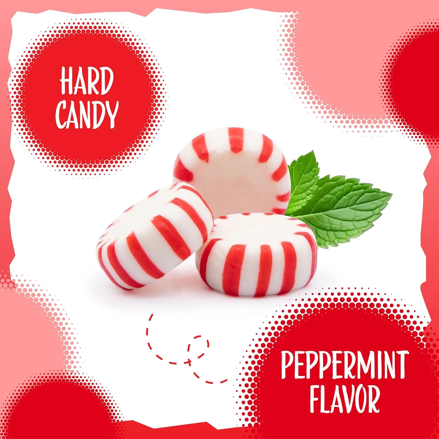 A two-pound bulk pack of red and white striped Starlight Peppermint Mints hard candy, individually wrapped and perfect for holiday treats.