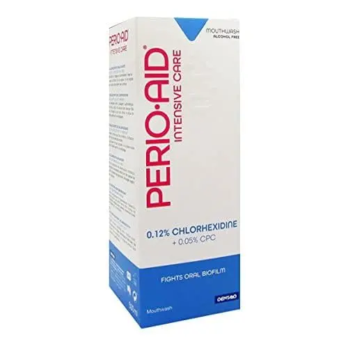 Alcohol-free Perio-Aid Intensive Care Mouthwash with 0.12% concentration is designed for treatment of periodontal and peri-implant diseases, providing maximum control over pathogenic bacteria.