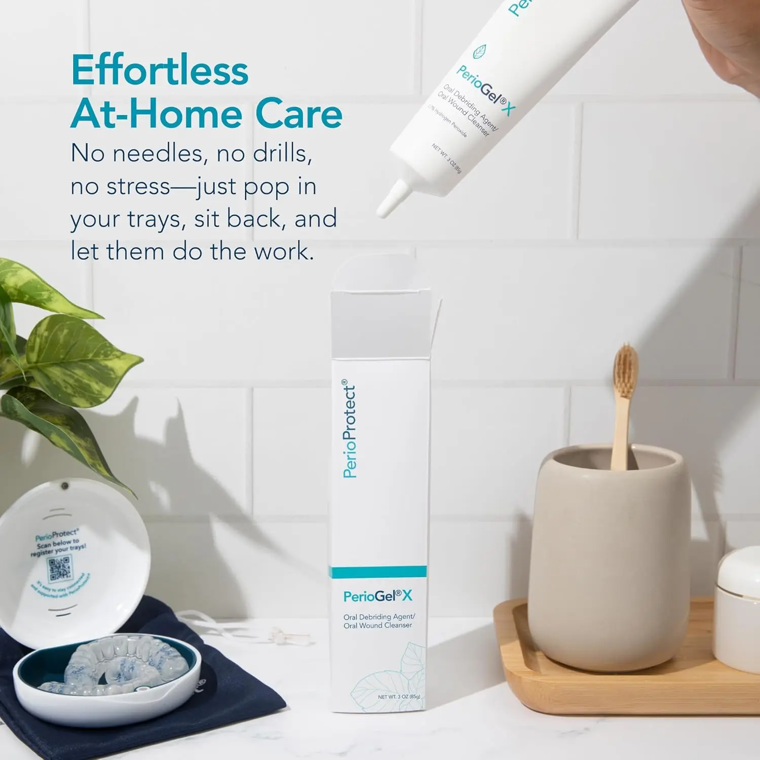 Perio Protect PerioGelX promotes teeth whitening and delivers effective, non-invasive periodontal treatment below the gum line to combat gum disease.