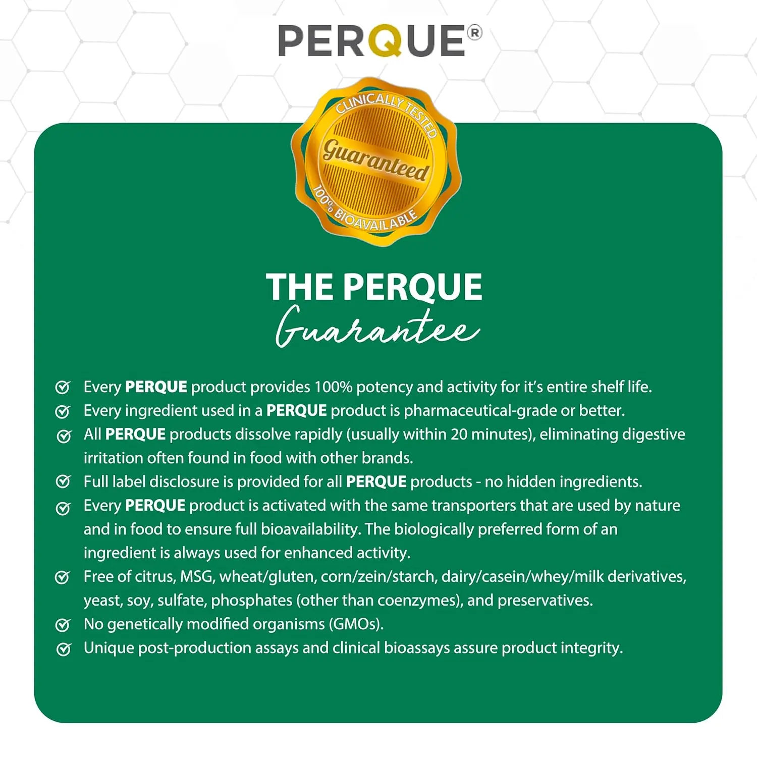 Bottle of PERQUE Repair Guard antioxidant formula tablets, 180 count.