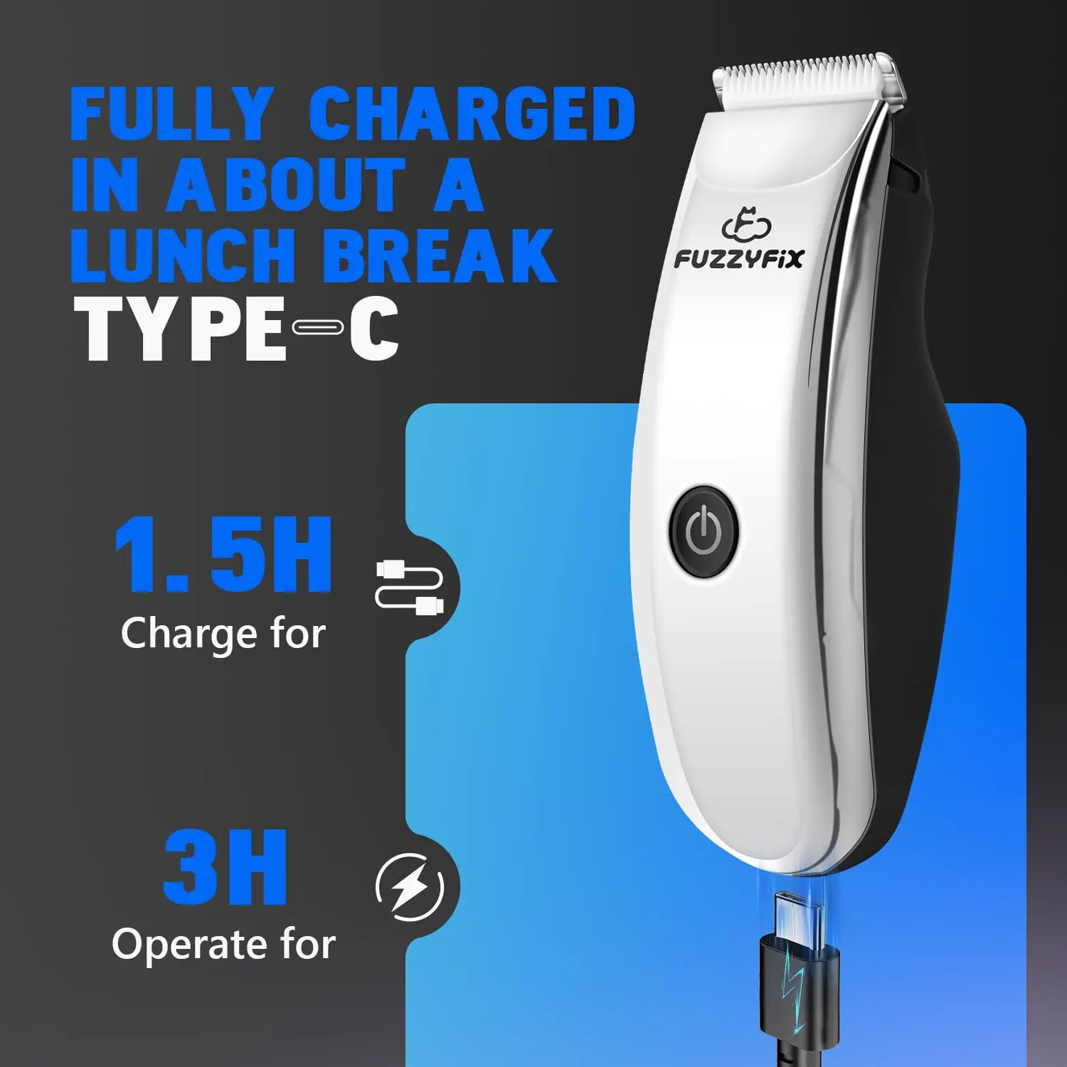 Portable and waterproof pet grooming clippers kit with guide combs and cleaning brush for trimming dog and cat hair at home.