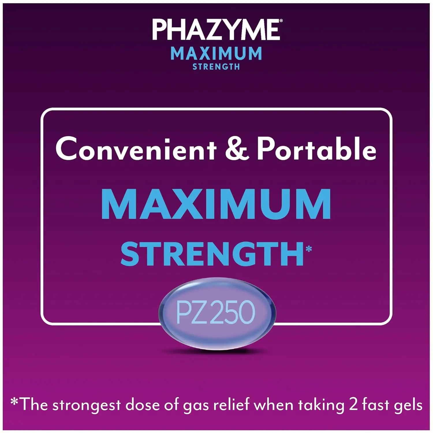 Phazyme Maximum Strength fast gels provide gas and bloating relief with simethicone in a 12 count package.