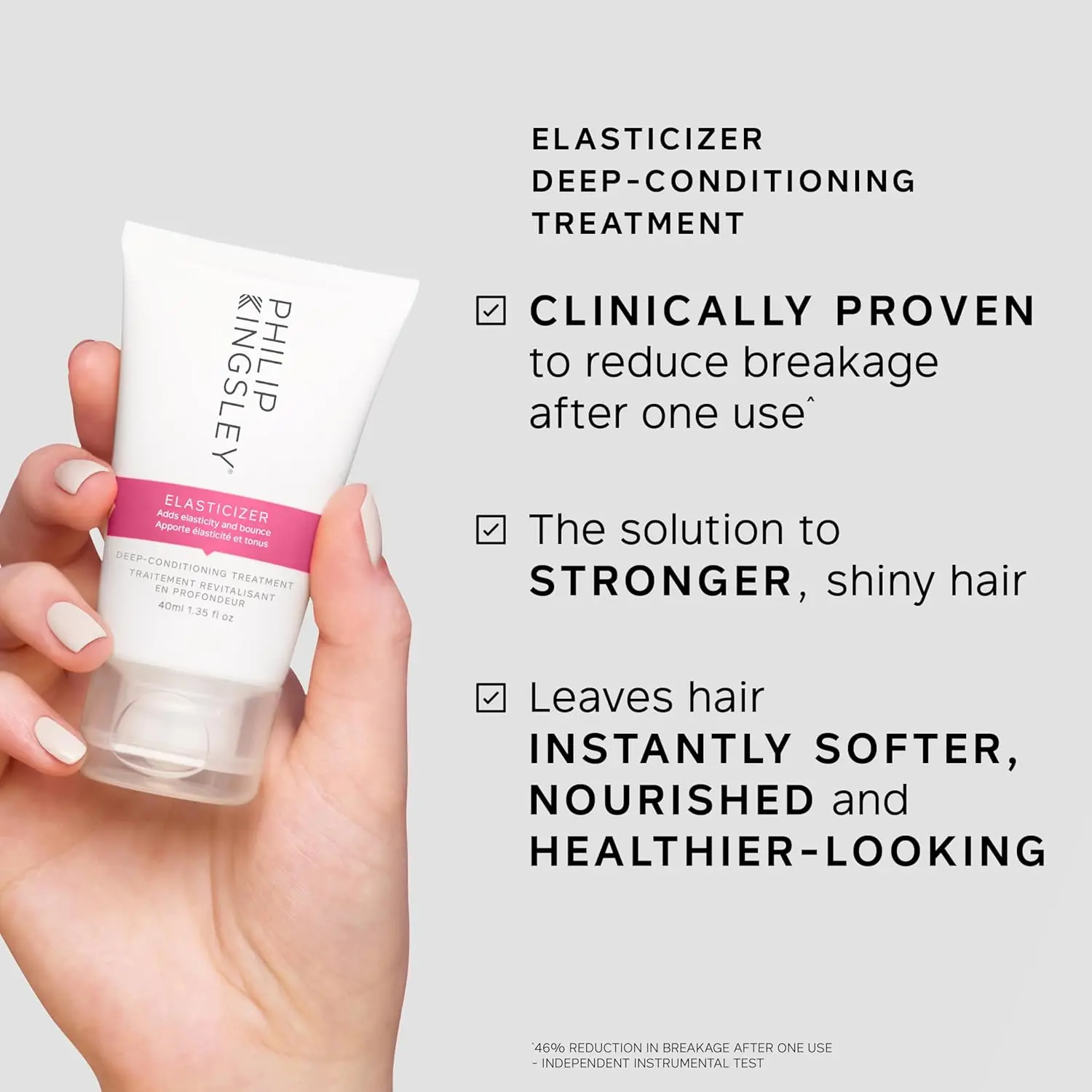 Philip Kingsley Strength Superstars Gift Set with Elasticizer and Elasticizer Booster to moisturize, strengthen, and add shine to all hair types.