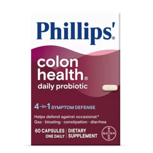 Philips Colon Health probiotic capsules help defend against occasional gas, bloating, constipation, and diarrhea while supporting digestive and immune health.