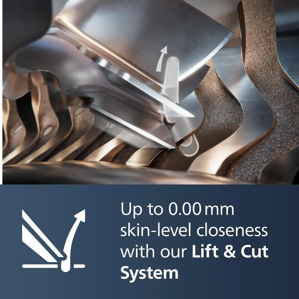 Philips Norelco Series 9000 Prestige electric shaver with SenseIQ technology provides an ultra-close and comfortable shave, even in hard-to-reach areas, and includes a nose trimmer, precision trimmer, cleaning pod, and Qi charging pad.