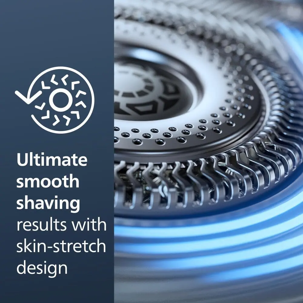 Philips Norelco Series 9000 Prestige electric shaver with SenseIQ technology provides an ultra-close and comfortable shave, even in hard-to-reach areas, and includes a nose trimmer, precision trimmer, cleaning pod, and Qi charging pad.