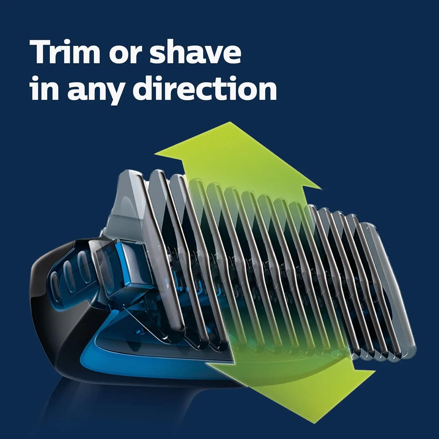 The Philips Norelco Bodygroom 1100 is a showerproof body hair trimmer featuring a bi-directional trimmer, skin protector, and 1/8" comb.