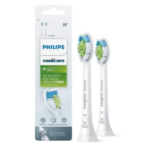 A genuine Philips Sonicare DiamondClean brush head for a rechargeable electric toothbrush removes stains and plaque for whiter teeth.