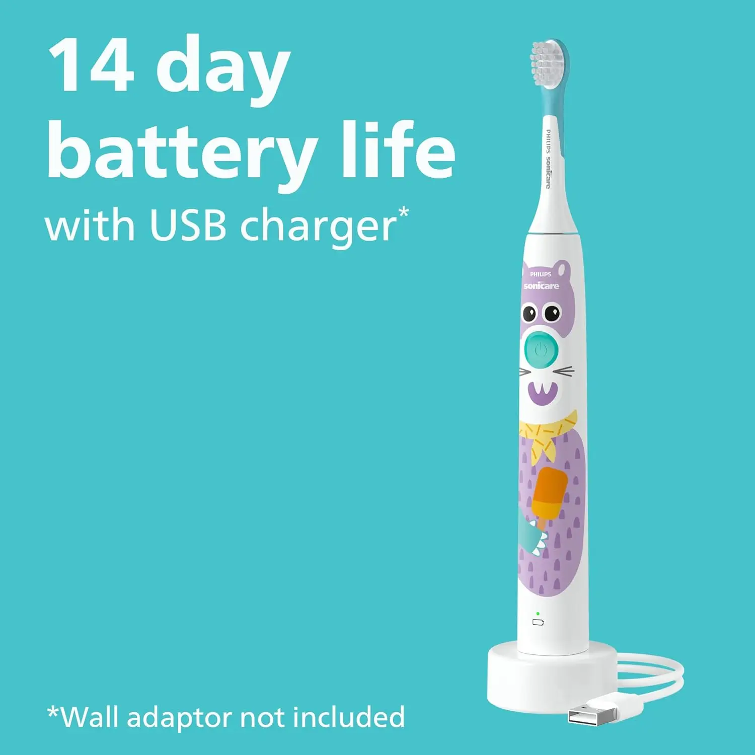 Philips Sonicare Kids Electric Toothbrush Pet Edition helps children brush for the dentist-recommended two minutes, featuring customizable stickers and gentle sonic cleaning action.