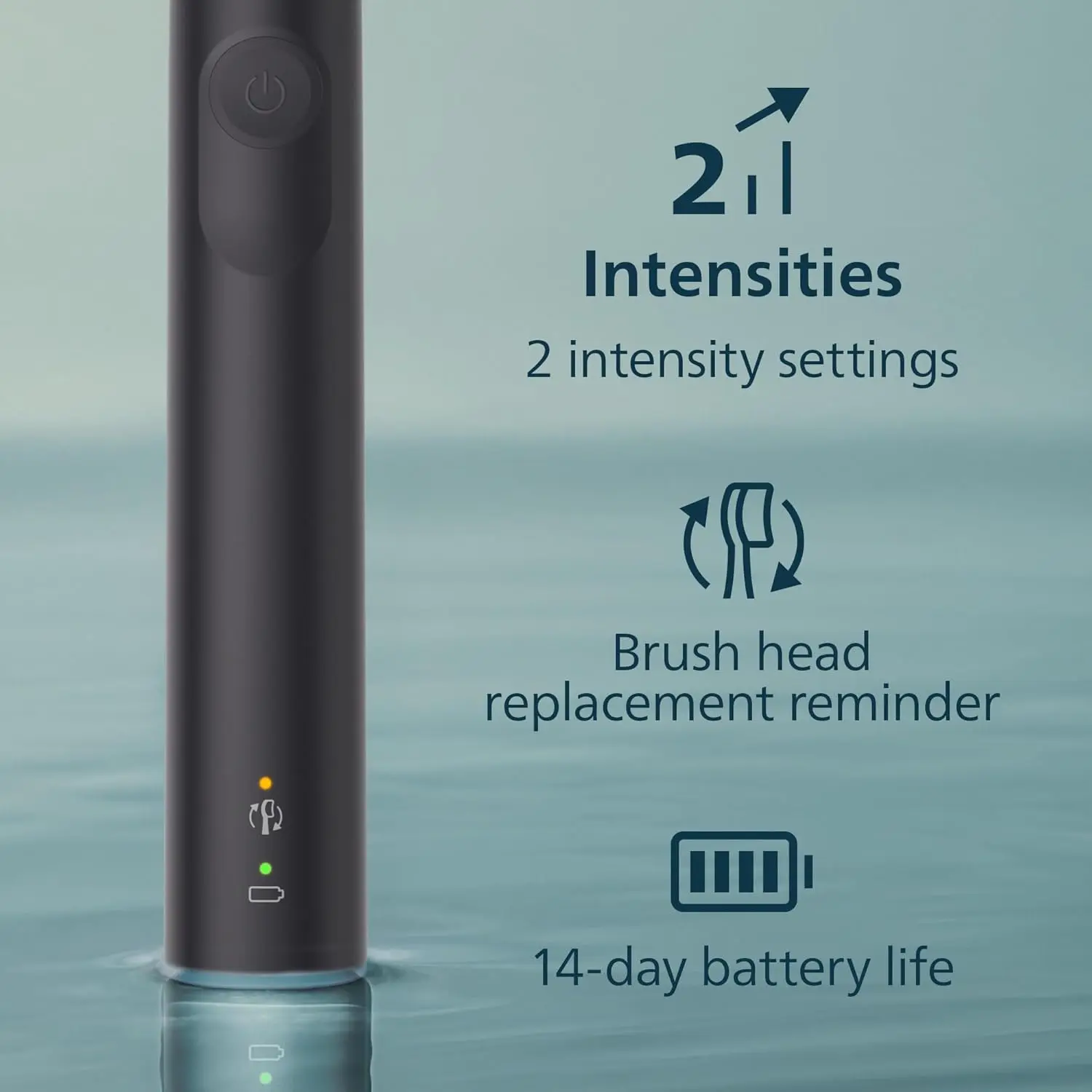 The sleek black Philips Sonicare 4100 electric toothbrush provides advanced plaque removal and gentle gum care with a pressure sensor and long-lasting battery.