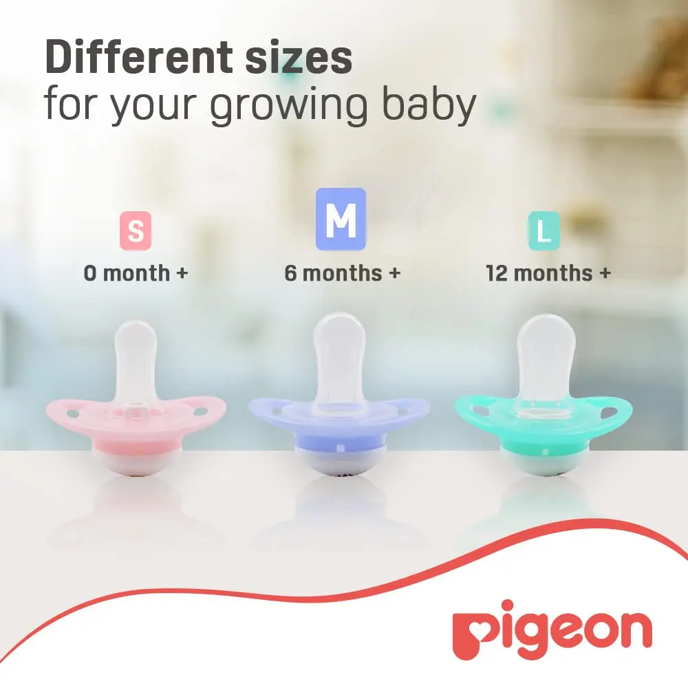 Pigeon Minilight pacifier for girls, featuring an ultra lightweight design, soft silicone nipple and BPA-free construction for baby's comfort and safety.