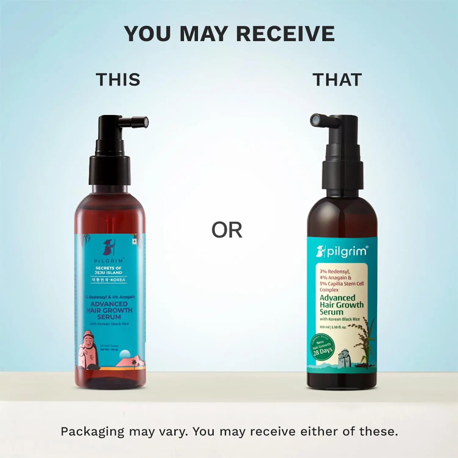 Pilgrim Redensyl hair growth serum with Anagain promotes thicker, denser, and stronger hair for all hair types and textures, addressing thinning and scalp issues.