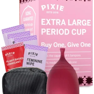 The Pixie menstrual cup is a reusable, soft, and medical-grade silicone cup that offers up to 12 hours of leak-free period protection and is a sustainable alternative to tampons.