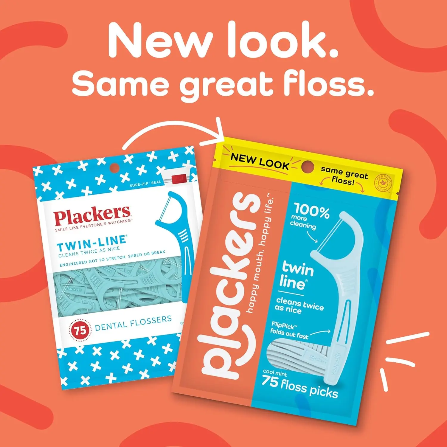 Plackers Twin-Line Dental Flossers provide a cool mint, dual-action clean with super tuffloss, easy storage, and a fold-out toothpick for on-the-go dental care.
