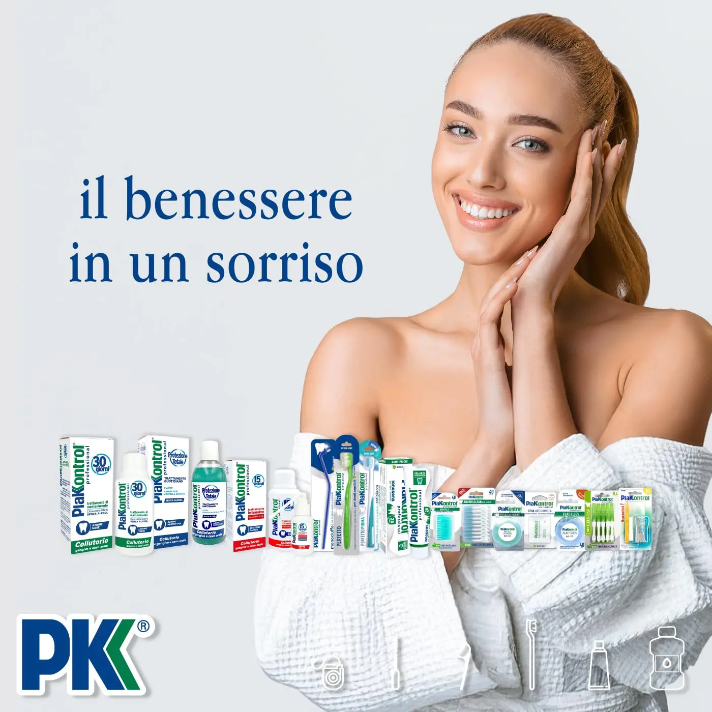 Close-up of a 100 ml bottle of PLAKKONTROL Dent ionosens, a product designed to relieve sensitive teeth.