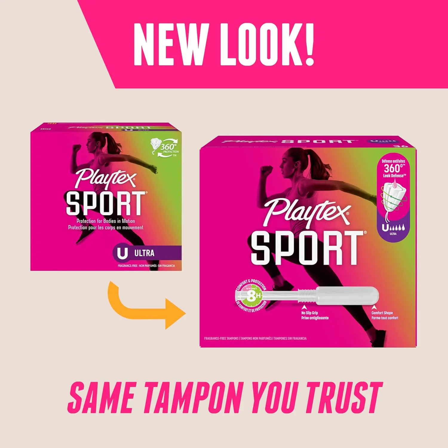 Playtex Sport ultra absorbency tampons provide 360-degree sport level protection with a FlexFit design for comfortable, leak-free protection during athletic activities.
