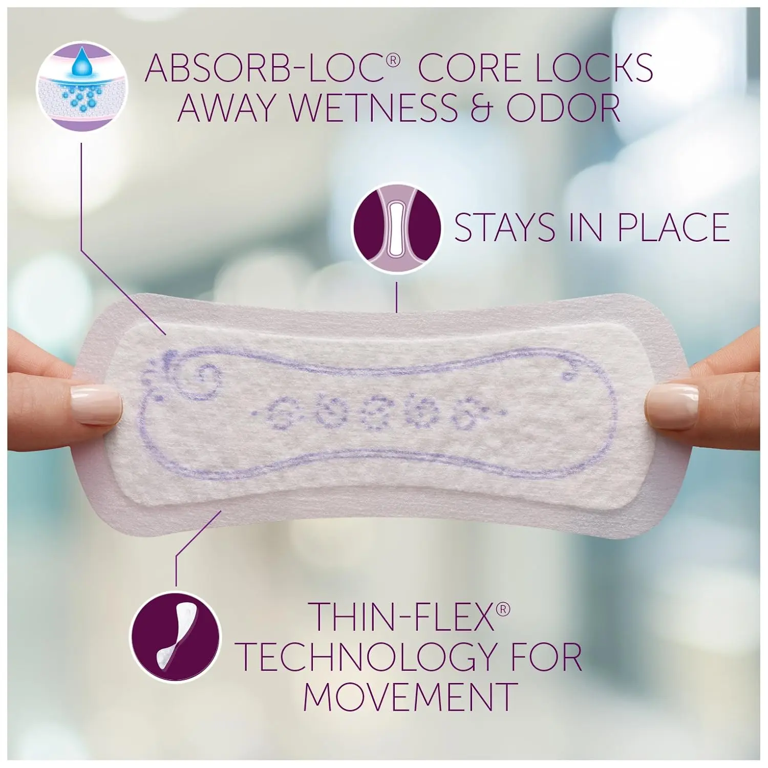 Package of Poise Microliners in long length with the lightest absorbency for light bladder leakage protection.