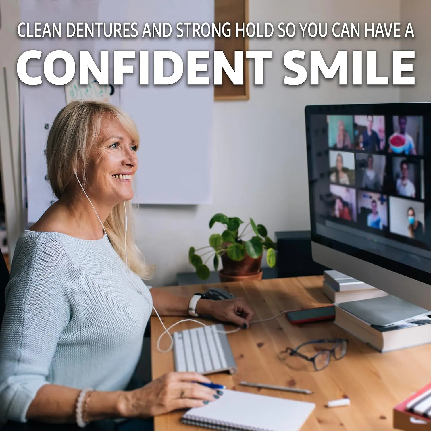 Polident Smokers Denture Cleanser tablets, with triple mint freshness, kill odor-causing bacteria and clean tough tobacco stains, shown in an 84-count box.