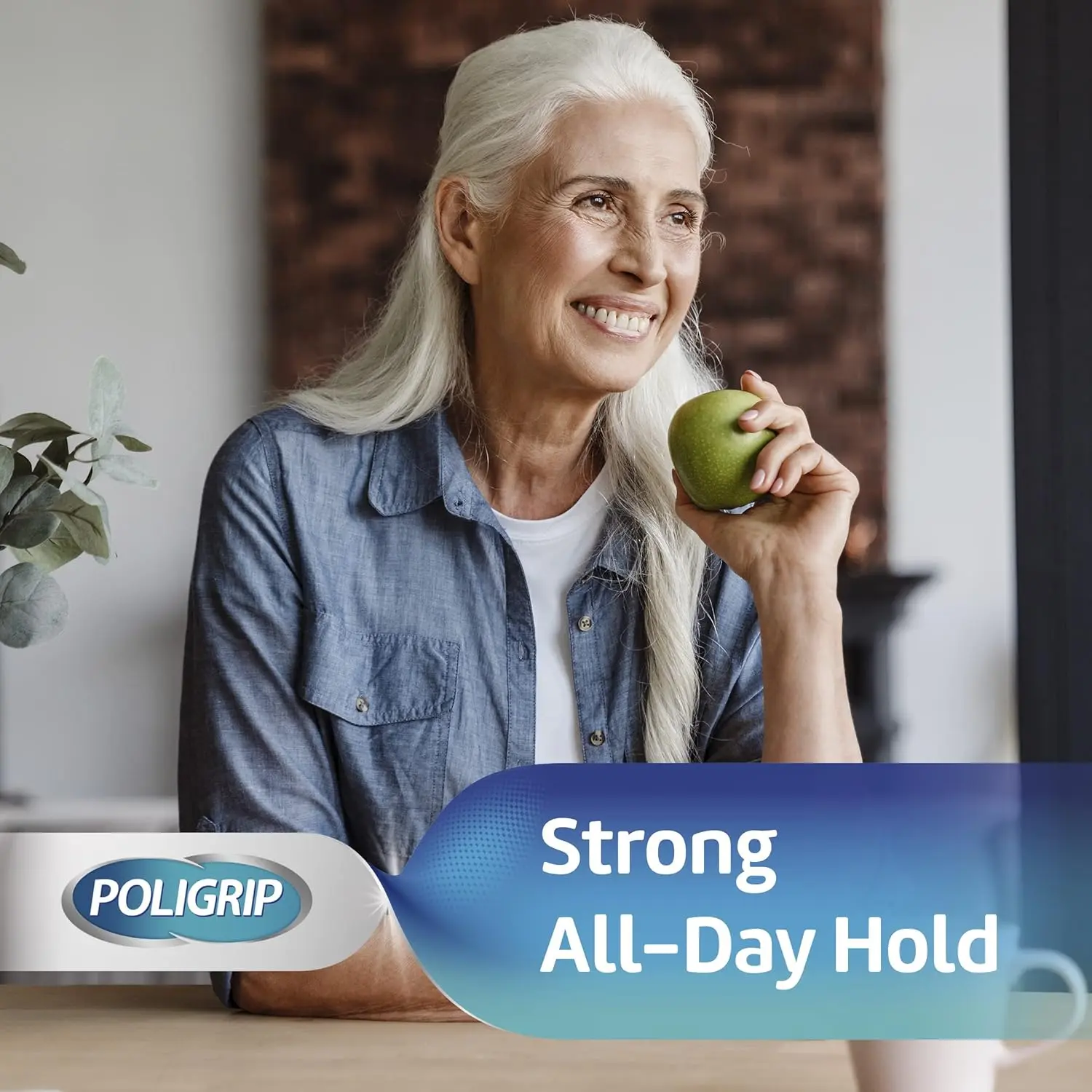 Poligrip flavor-free denture adhesive provides a strong, all-day hold for full and partial dentures, sealing out food particles and ensuring comfortable, confident wear.