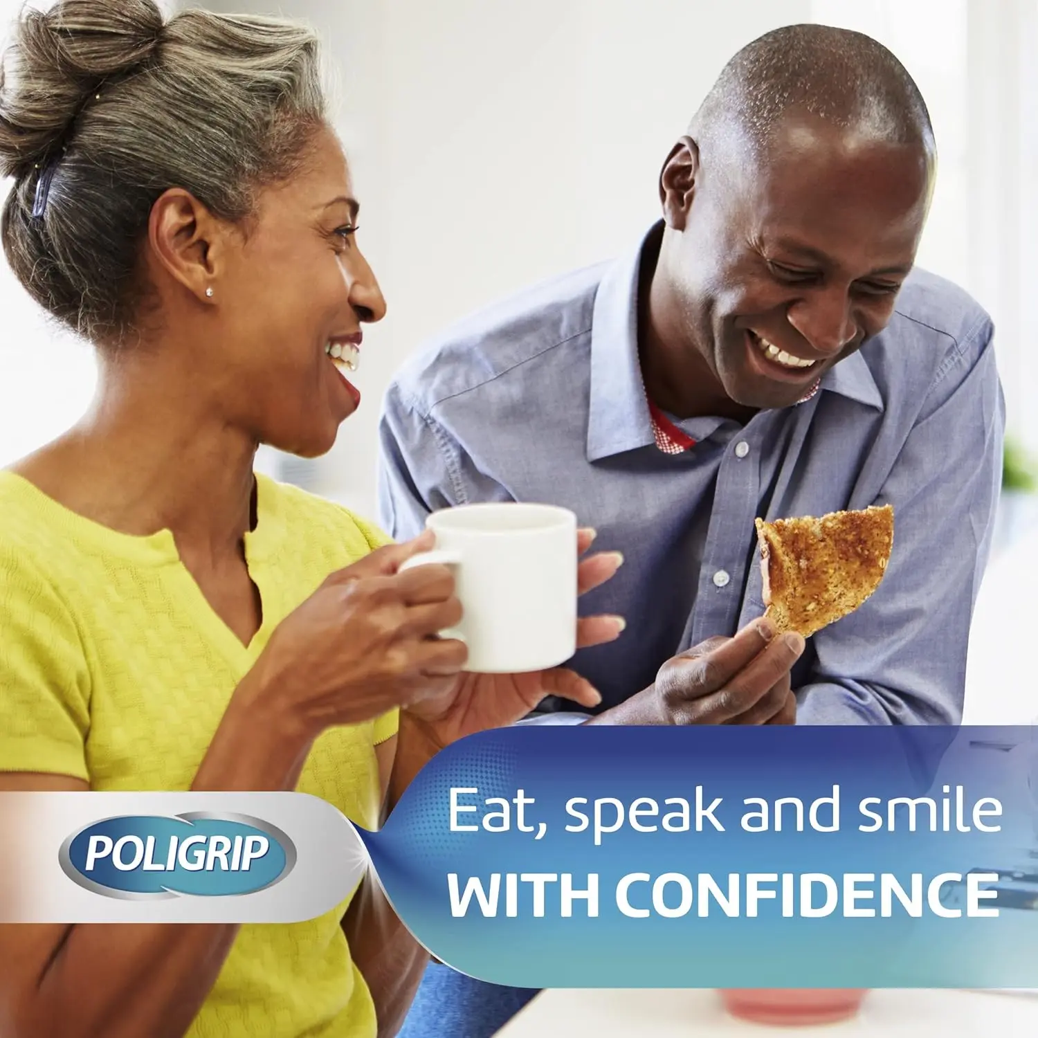 Poligrip flavor-free denture adhesive provides a strong, all-day hold for full and partial dentures, sealing out food particles and ensuring comfortable, confident wear.