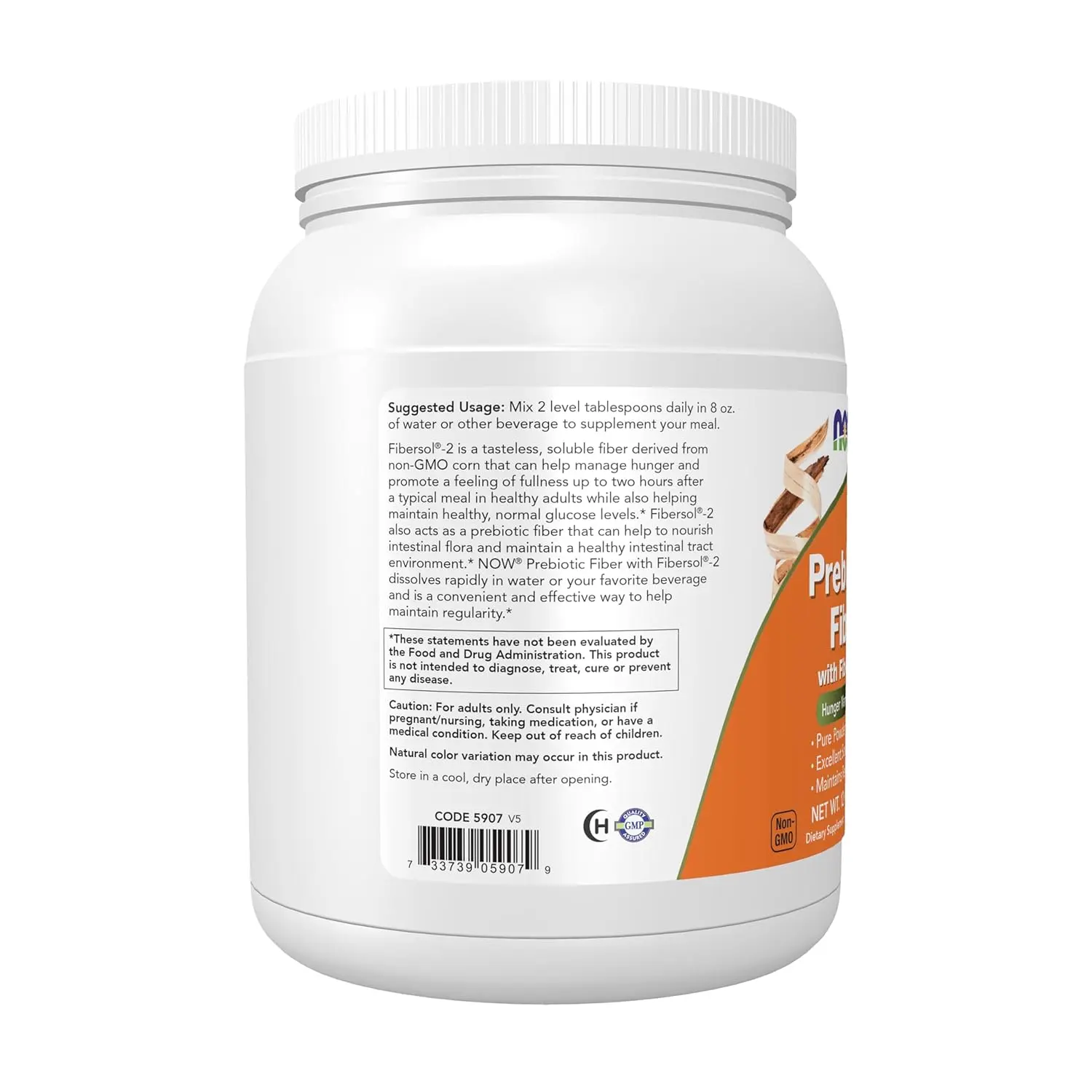 Now Foods Prebiotic Fiber powder with Fibersol-2 is a tasteless, soluble fiber supplement made from non-GMO corn to help manage hunger, promote fullness, and support healthy glucose levels and intestinal flora.
