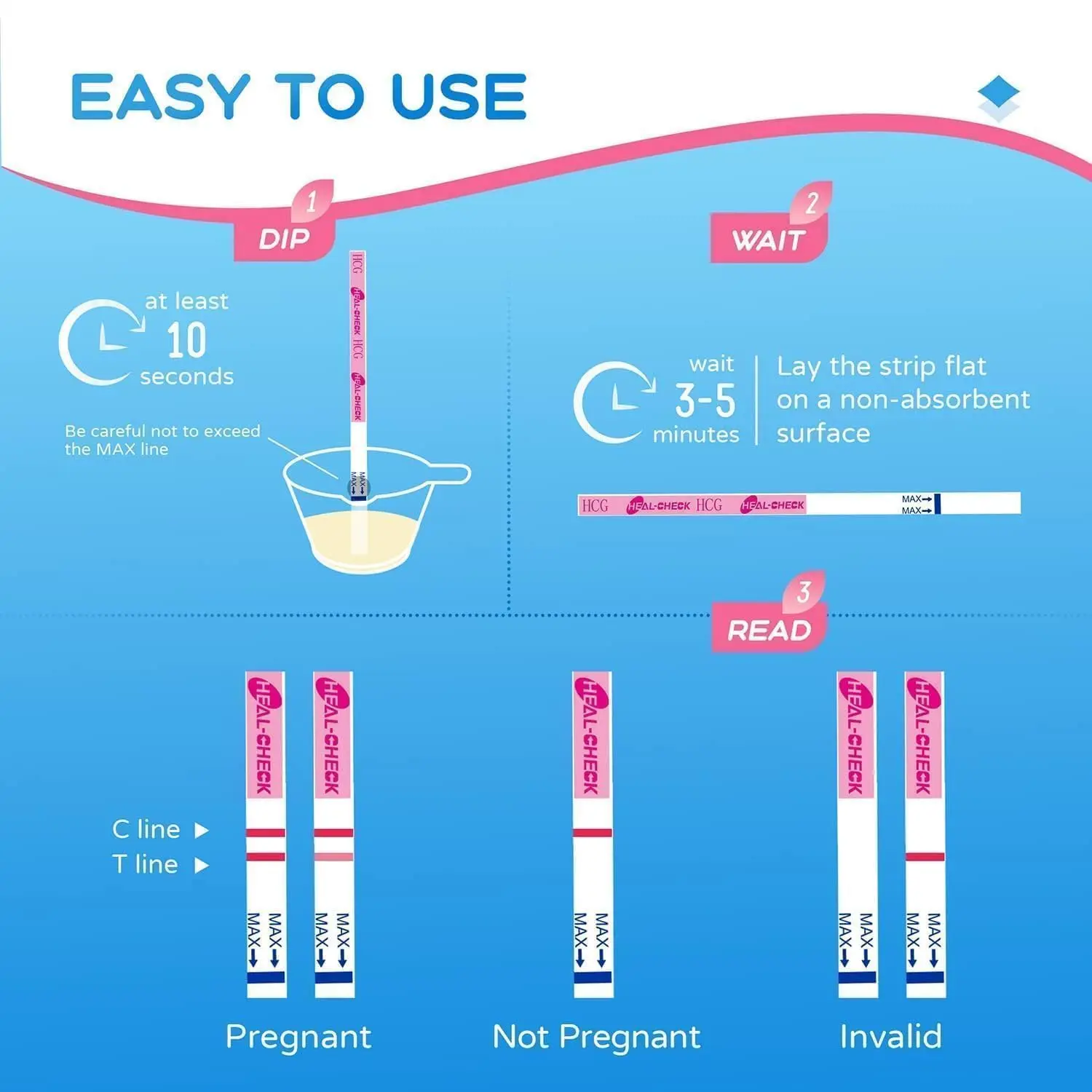 This bulk pack of pregnancy test strips offers accurate and reliable results in the comfort of your home, providing early detection with over 99% accuracy and included urine cups.