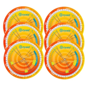 This pack of six pregnancy wheels helps healthcare providers and pregnant women calculate due dates, track fetal biometry like CRL, BPD, HC, AC, and FL, and plan for pregnancy milestones.