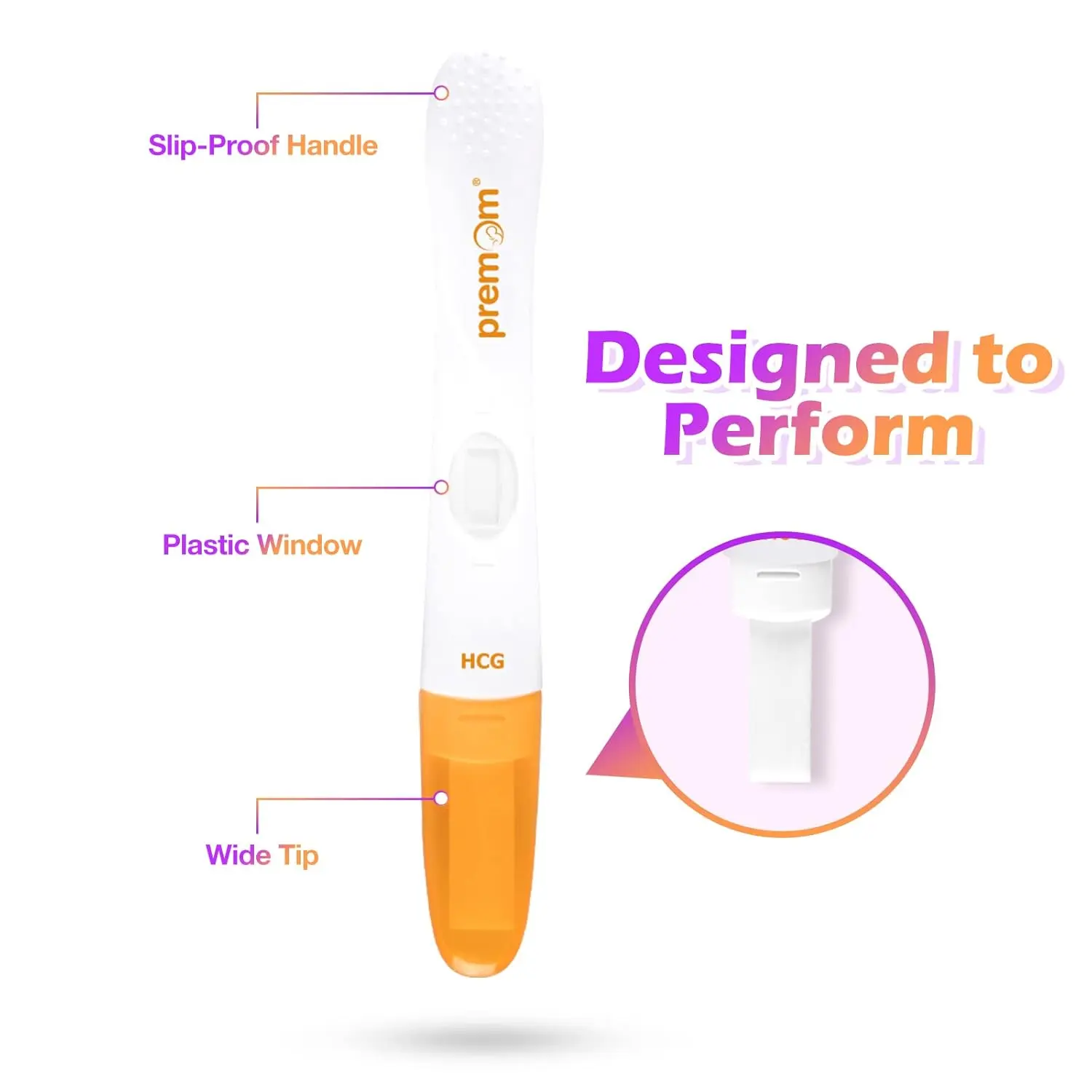 Three Premom midstream pregnancy tests for early and accurate HCG detection with results in 5 minutes.