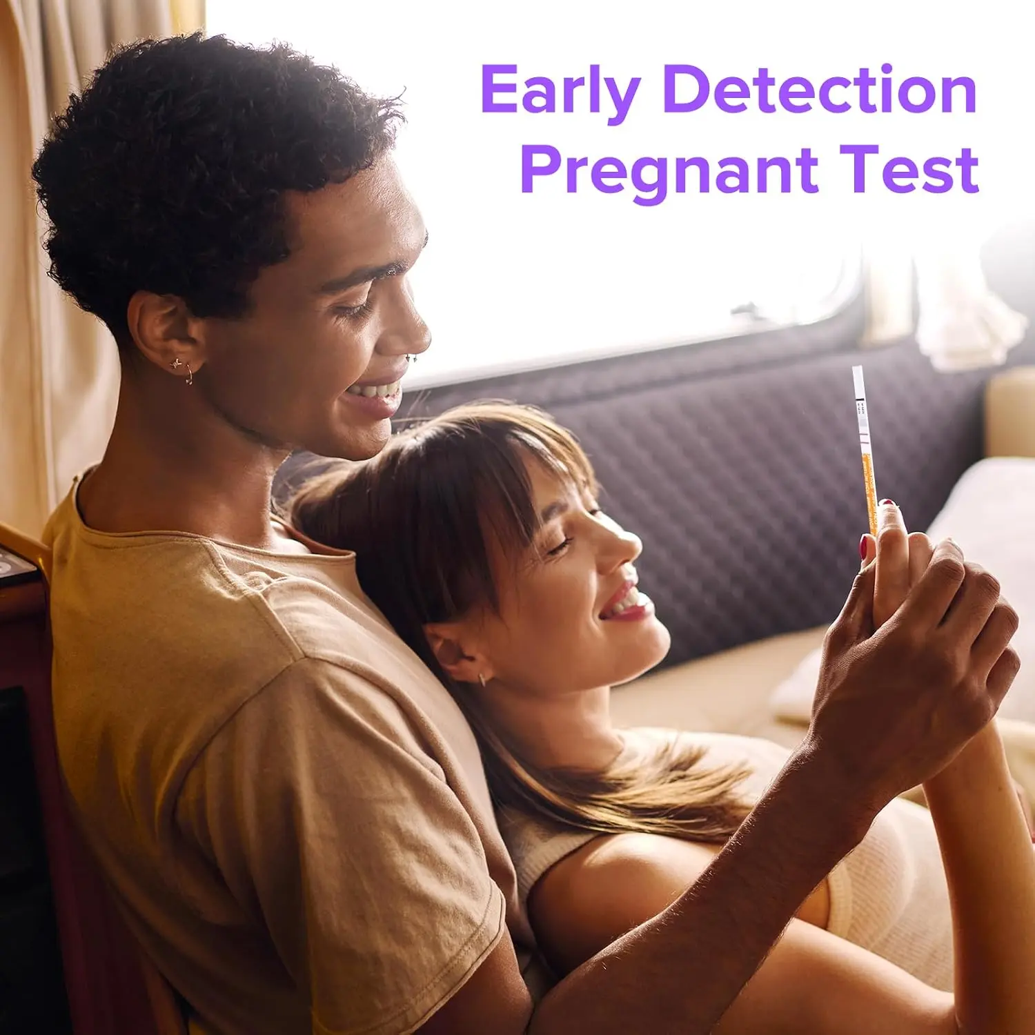 This image shows Premom pregnancy test strips, an easy to use and accurate early detection kit for women trying to conceive, offering clear results in just 3-5 minutes with the support of the Premom app.
