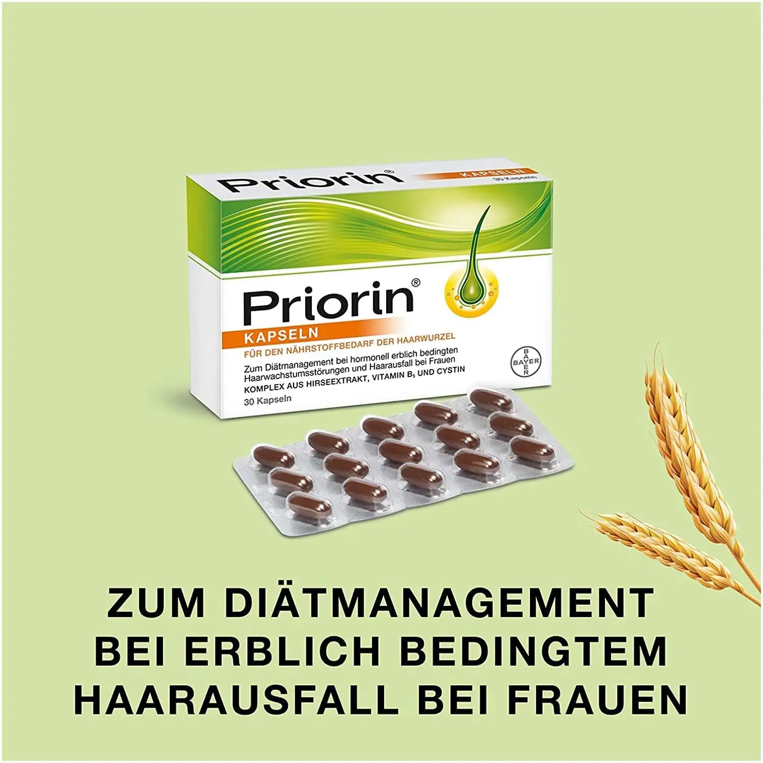This image shows a bottle of Priorin capsules, a treatment for hair loss and to support healthy hair growth.
