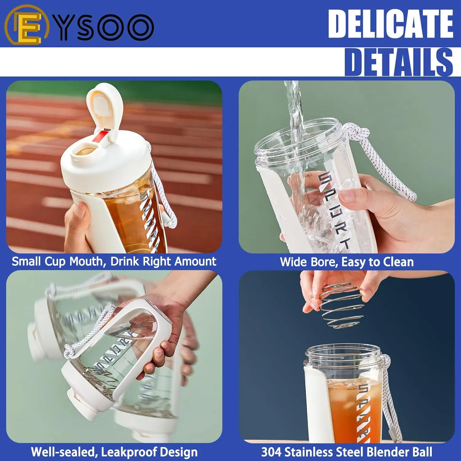 White 20 oz protein shaker bottle with a blender ball, perfect for mixing protein powders at the gym or during workouts.