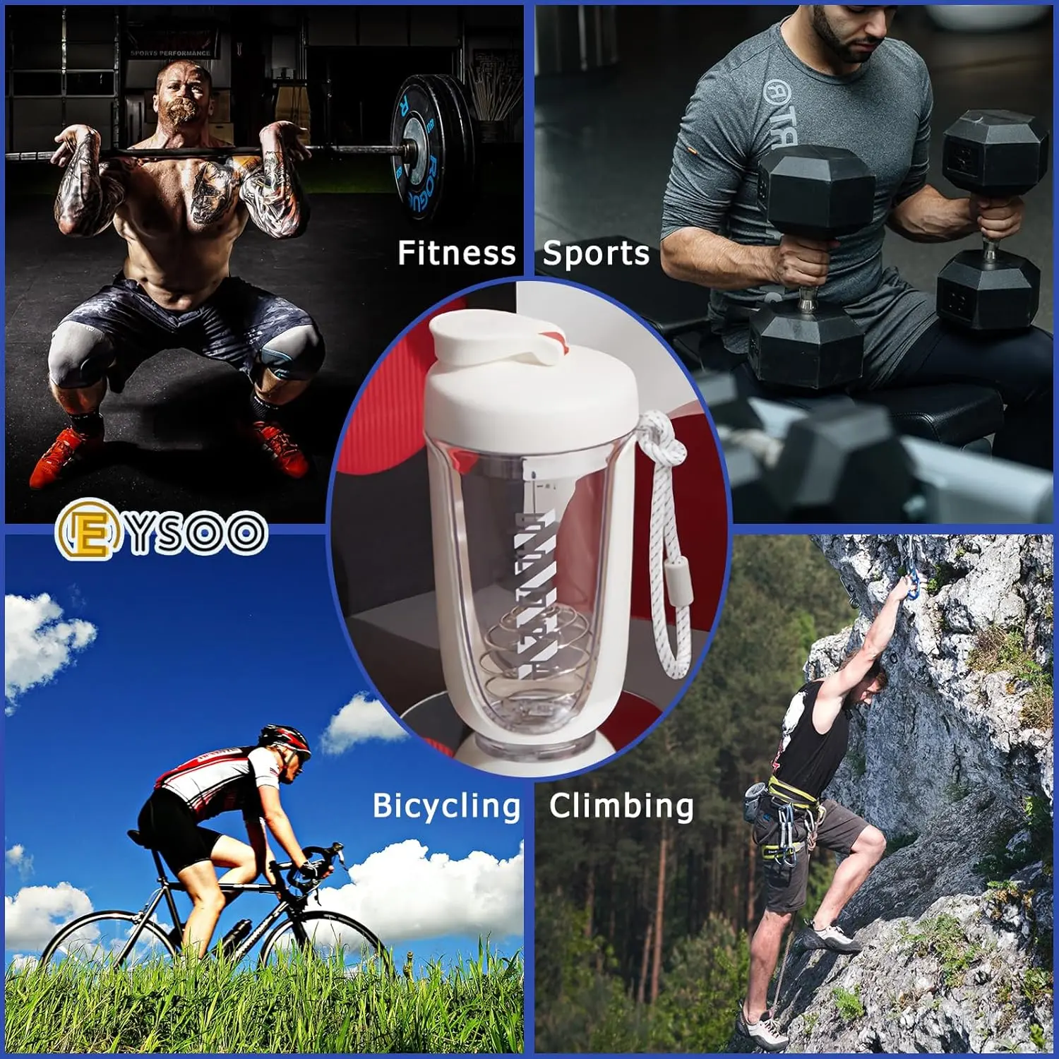 White 20 oz protein shaker bottle with a blender ball, perfect for mixing protein powders at the gym or during workouts.