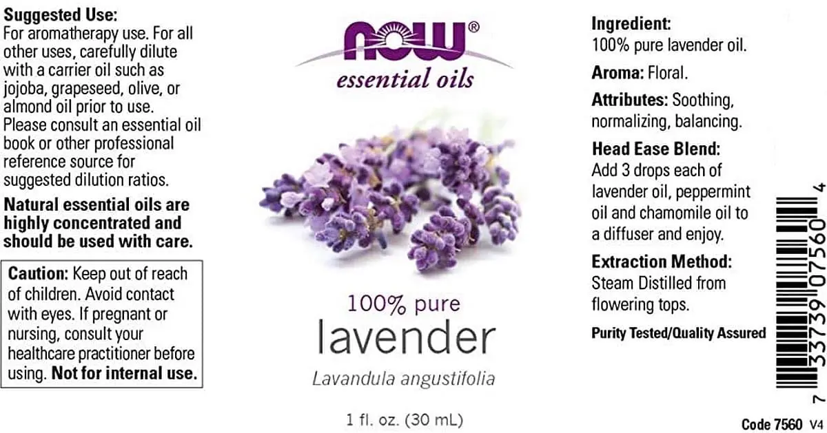 This is 100% pure lavender essential oil, steam distilled from flowering tops, with a soothing floral aroma that promotes balance and mixes well with chamomile, peppermint, and lavender oils.