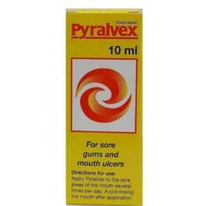 Pyralvex paint provides relief from the pain and discomfort of mouth ulcers and denture irritation, also preventing infection with its antimicrobial properties.