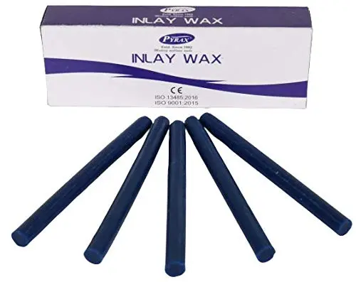 PYRAX blue inlay wax sticks, ideal for detailed dental modeling of crowns, bridges, inlays, and onlays, crafted from a blend of hydrocarbon waxes for easy carving.