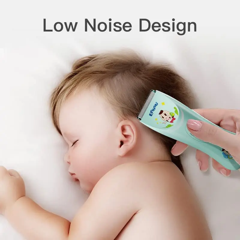 ENSSU quiet baby hair clippers offer a safe and comfortable haircutting experience with low noise, R-shaped blade, and waterproof design, perfect for infants and children.