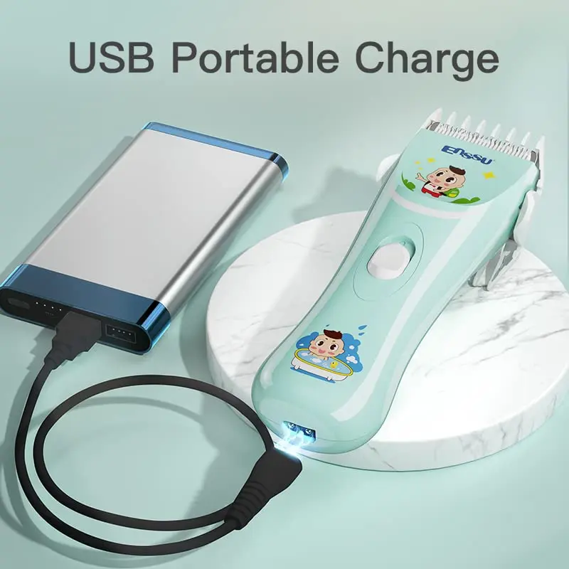 ENSSU quiet baby hair clippers offer a safe and comfortable haircutting experience with low noise, R-shaped blade, and waterproof design, perfect for infants and children.