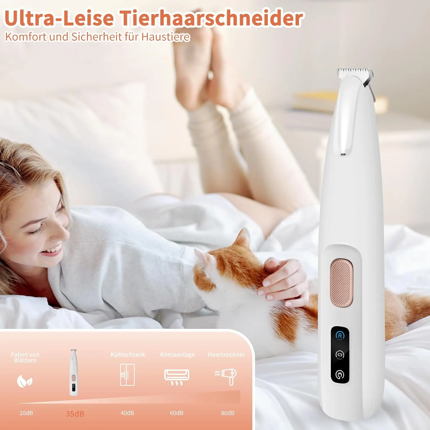 This quiet and rechargeable PawTrim Pro pet trimmer features an LED light for better visibility and a waterproof design for easy cleaning.