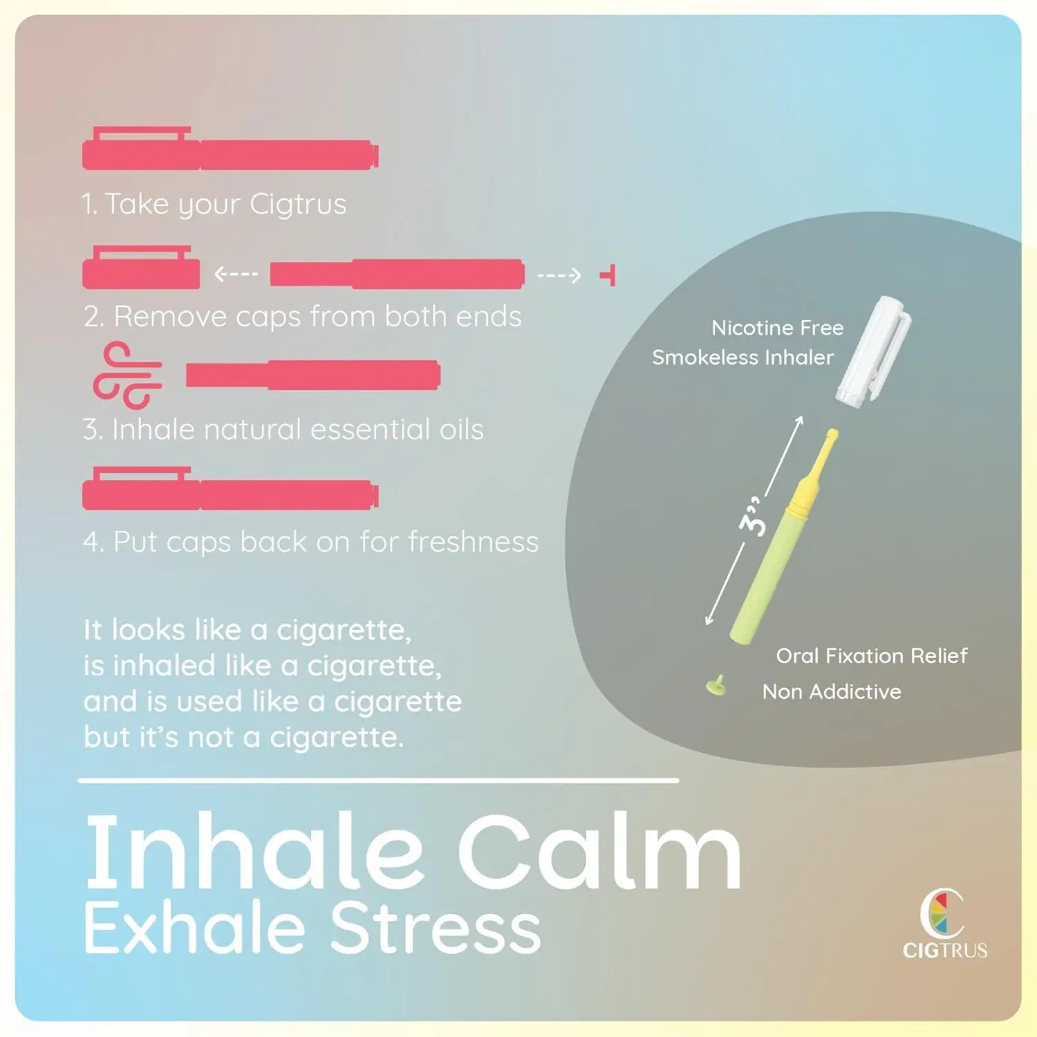 Cigtrus nicotine-free inhaler with essential oils offers a natural, travel-friendly smokeless alternative to manage cravings and support lung detox.