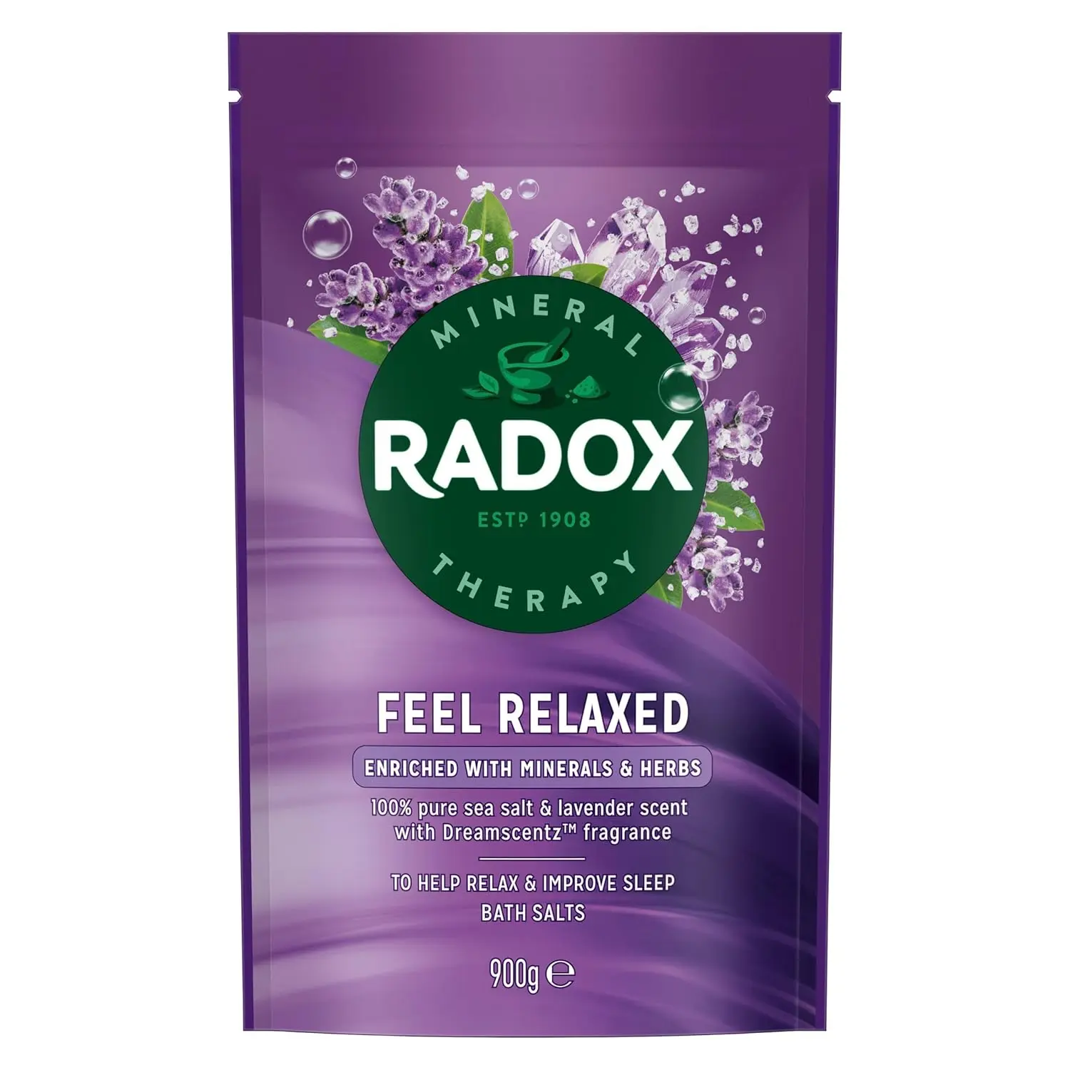 Radox Soothe Your Body Sleep Aromatherapy Bath Salts with calming lavender scent to help you relax and unwind in the bath.