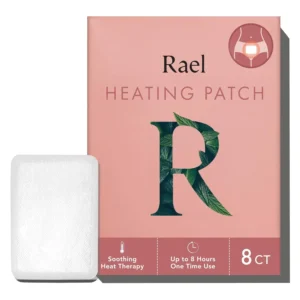 Rael natural herbal heating patches provide discreet and effective heat therapy for menstrual cramp relief, infused with rose, lemon, and jasmine oil for warming comfort.
