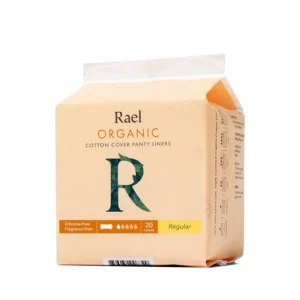Image of Rael regular panty liners with an organic cotton cover.