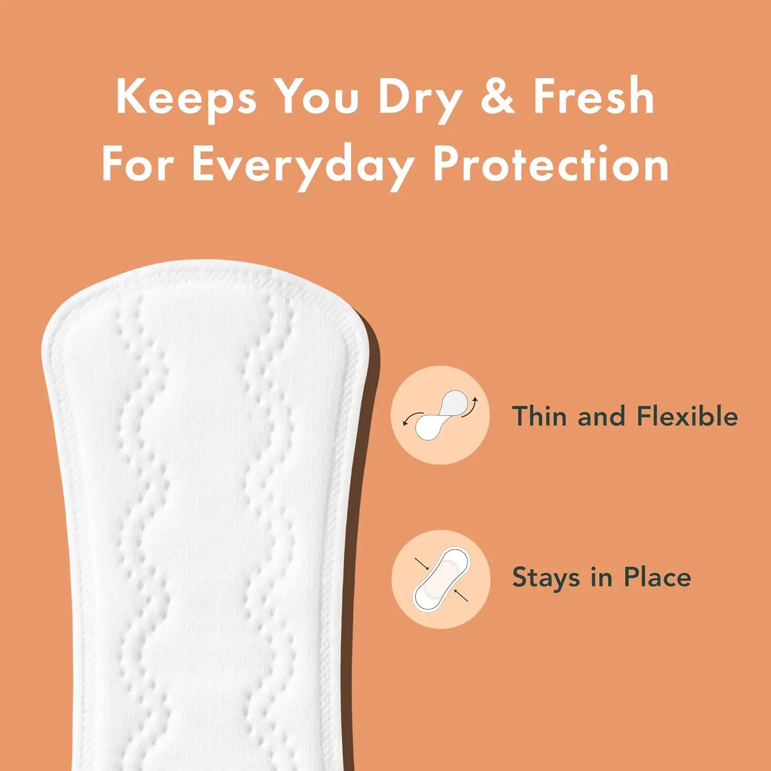 Rael unscented panty liners with a 100% organic cotton topsheet provide ultra-thin, breathable, and discreet daily freshness for all women.