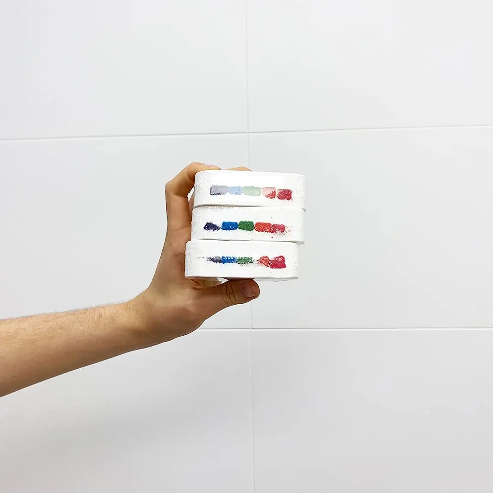 Zimpli Kids rainbow bath bombs create a colourful, fizzing bath adventure with a delicious strawberry scent while changing the colour of the water, are skin safe, vegan friendly and biodegradable.