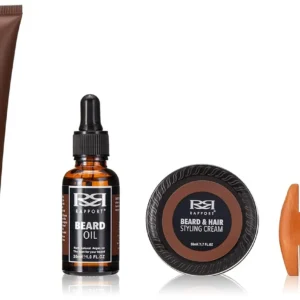 The Rapport Ultimate Beard Kit contains beard wash, styling cream, beard oil and a wooden comb for a polished and gentlemanly look.