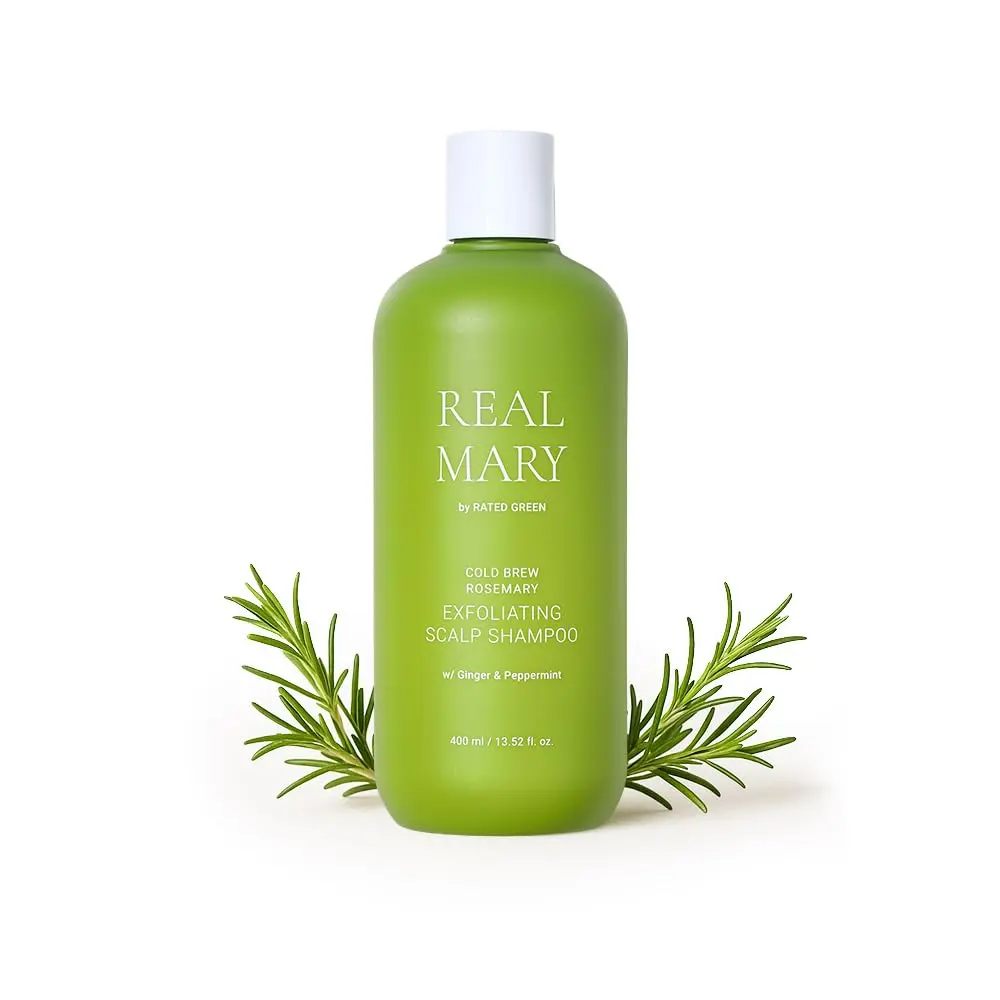 RATED GREEN Real Mary Exfoliating Scalp Shampoo with organic shea butter and lily extract for shiny, soft hair, 400ml.