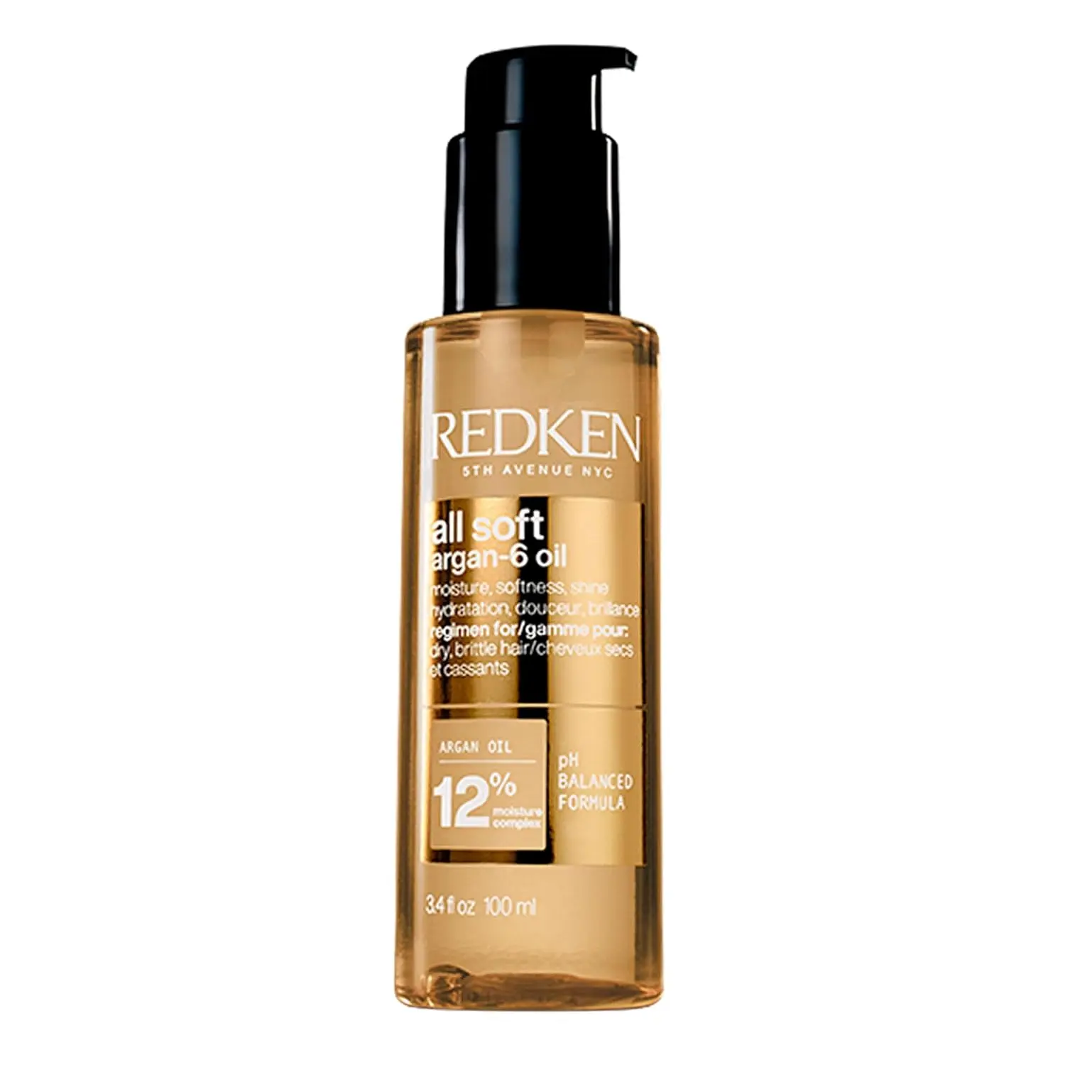 Redken All Soft Argan-6 Oil deeply conditions dry, damaged hair, adding softness and shine thanks to its argan oil-infused formula.